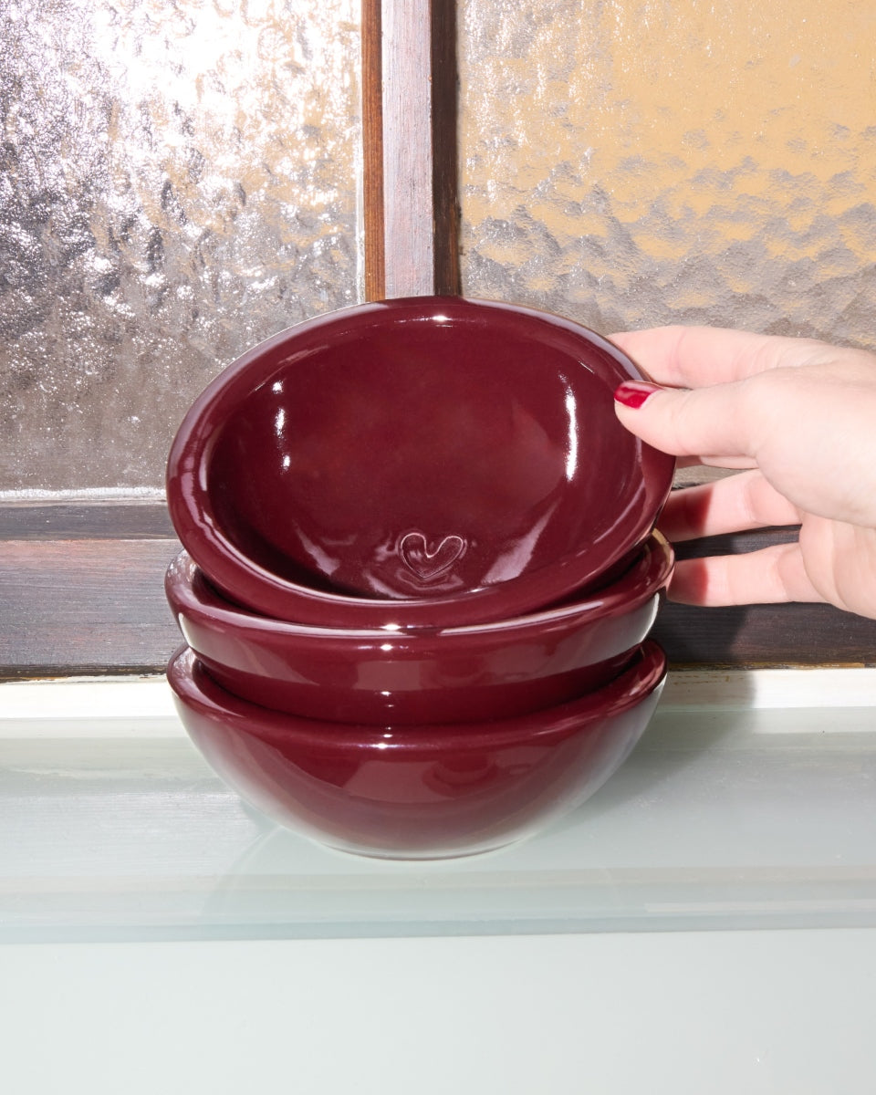 SEIA - SMALL CEREAL BOWL HEART BURGUNDY