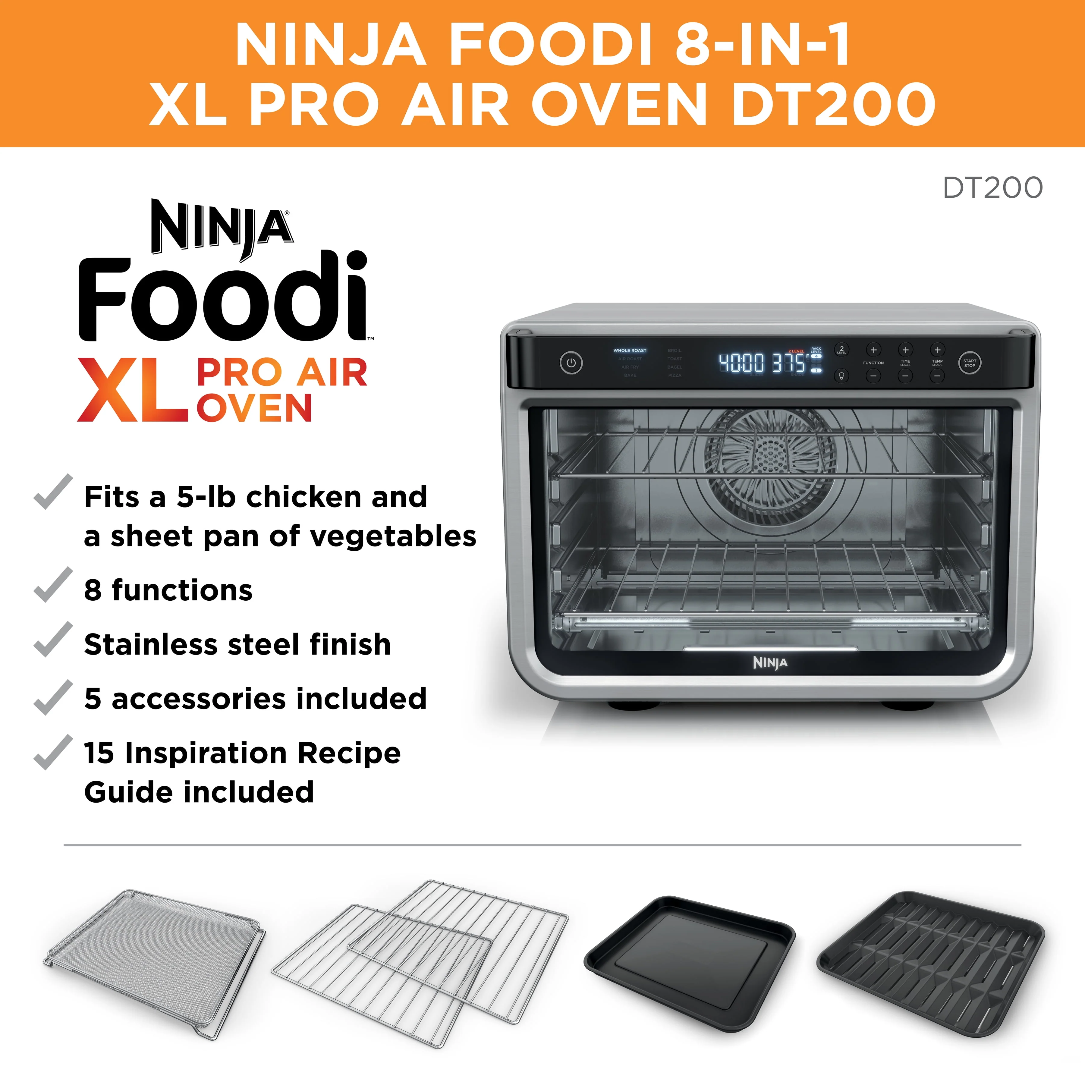 ® Foodi™ 8-in-1 XL Pro Air Fry Oven, Large Countertop Convection Oven, DT200 - Image 10