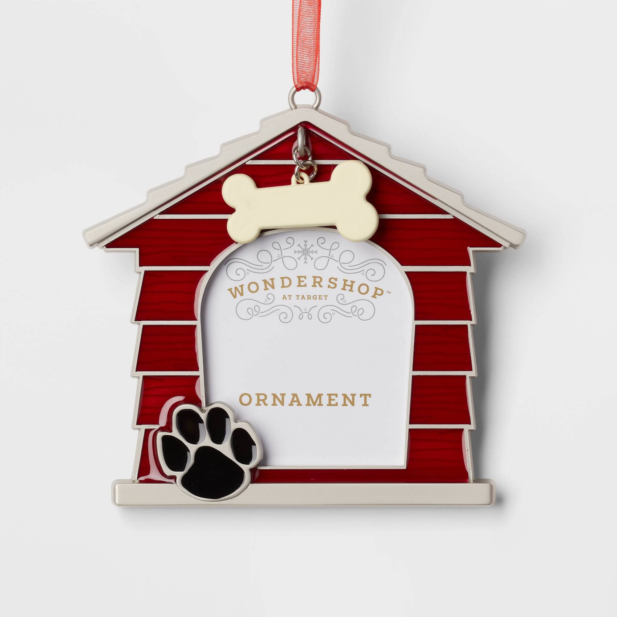 Metal Dog House Picture Frame Christmas Tree Ornament Red - Wondershop