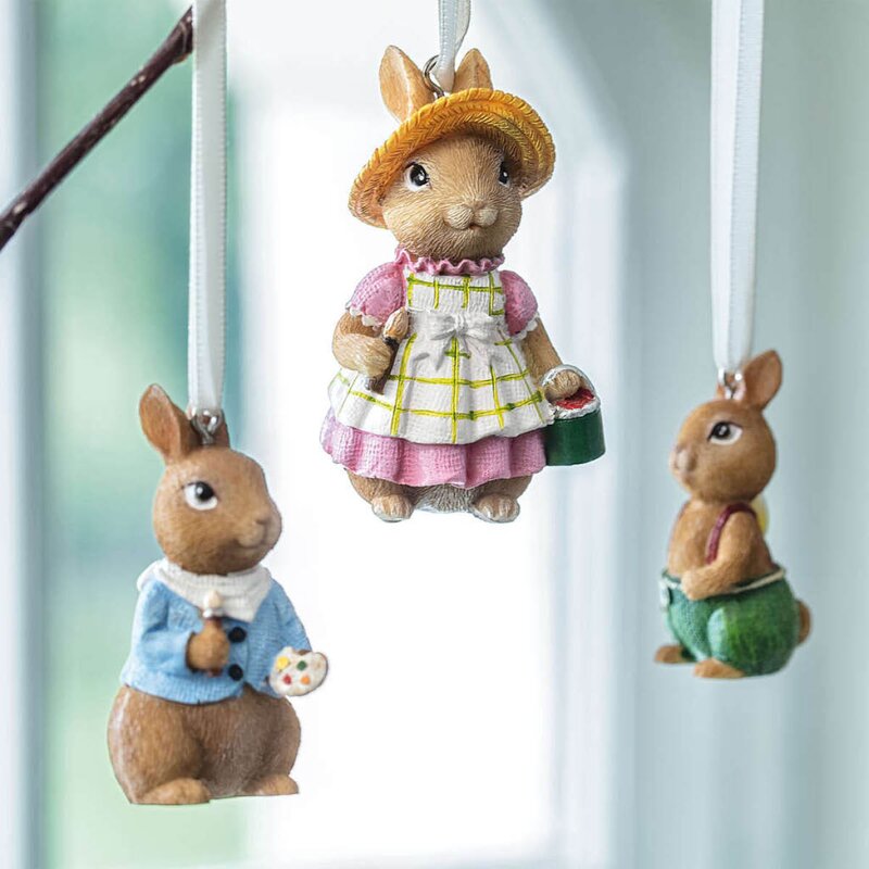 Spring Fantasy ornament kanin 3 stk multi