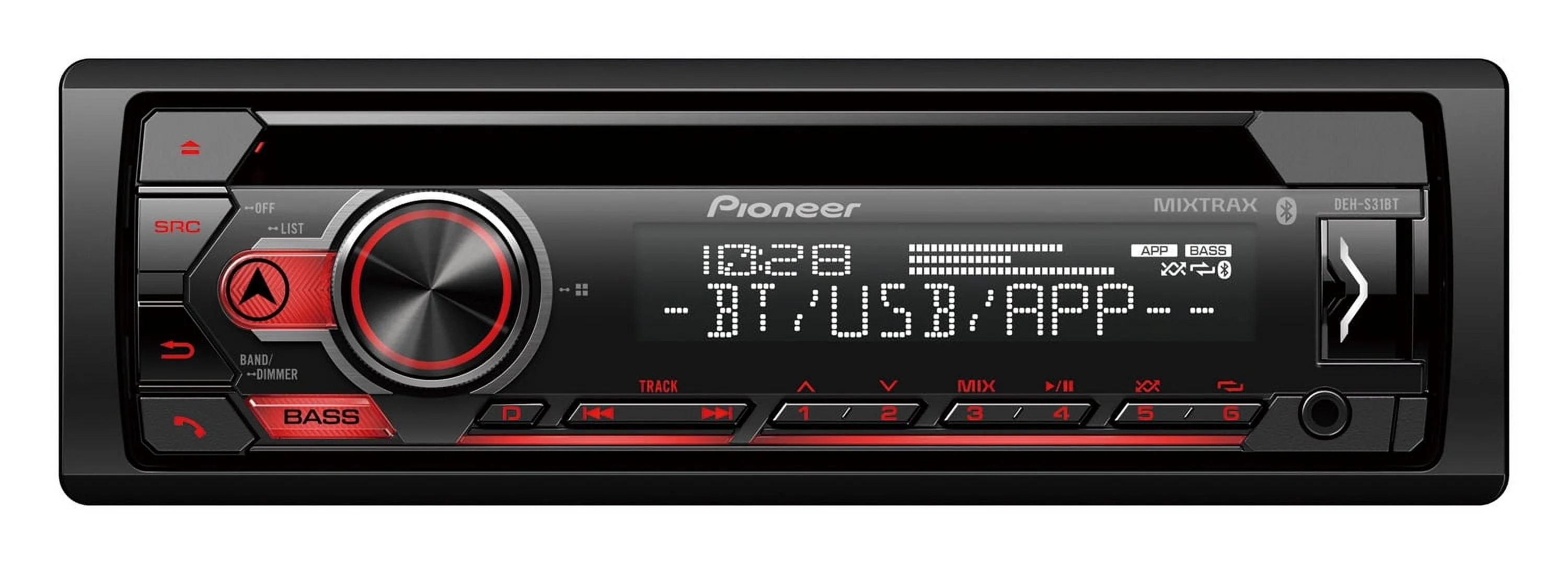 DEH S31BT CD Receiver with Bluetooth, Single DIN, In Dash | Smart Sync App | Android and Apple iOS Compatibility