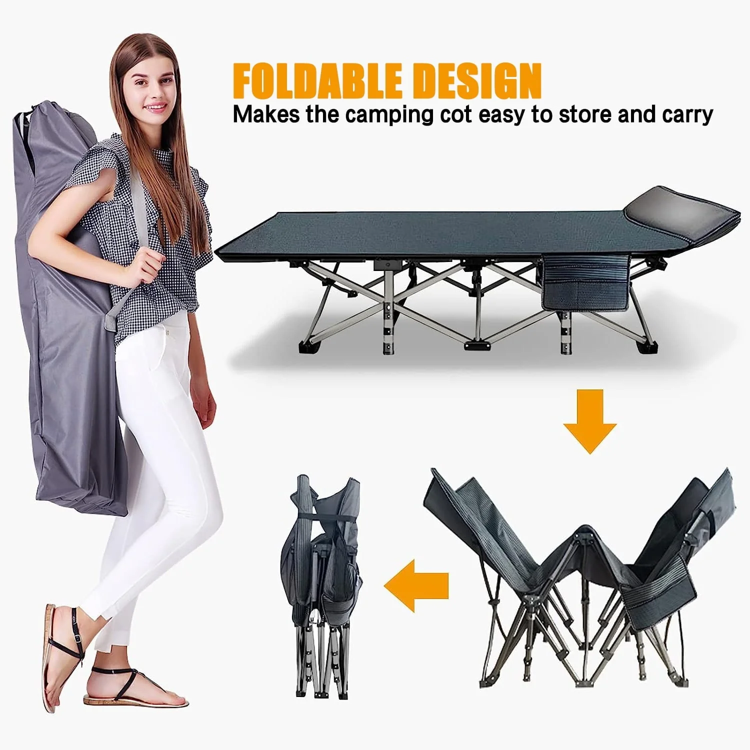 2 Pack Portable Folding Beds for Adults, Heavy Duty Outdoor Bed with Carry Bag Image 5