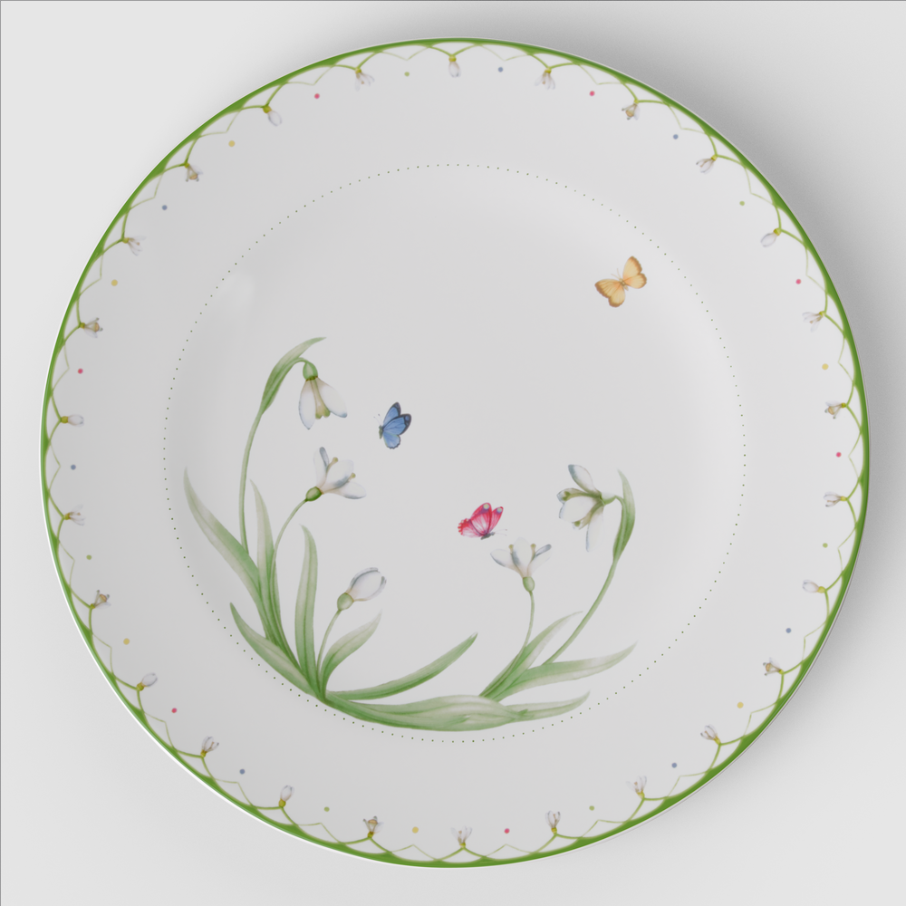 Colourful Spring Serving/ Under Plate - Green, 12.6'', Premium Porcelain