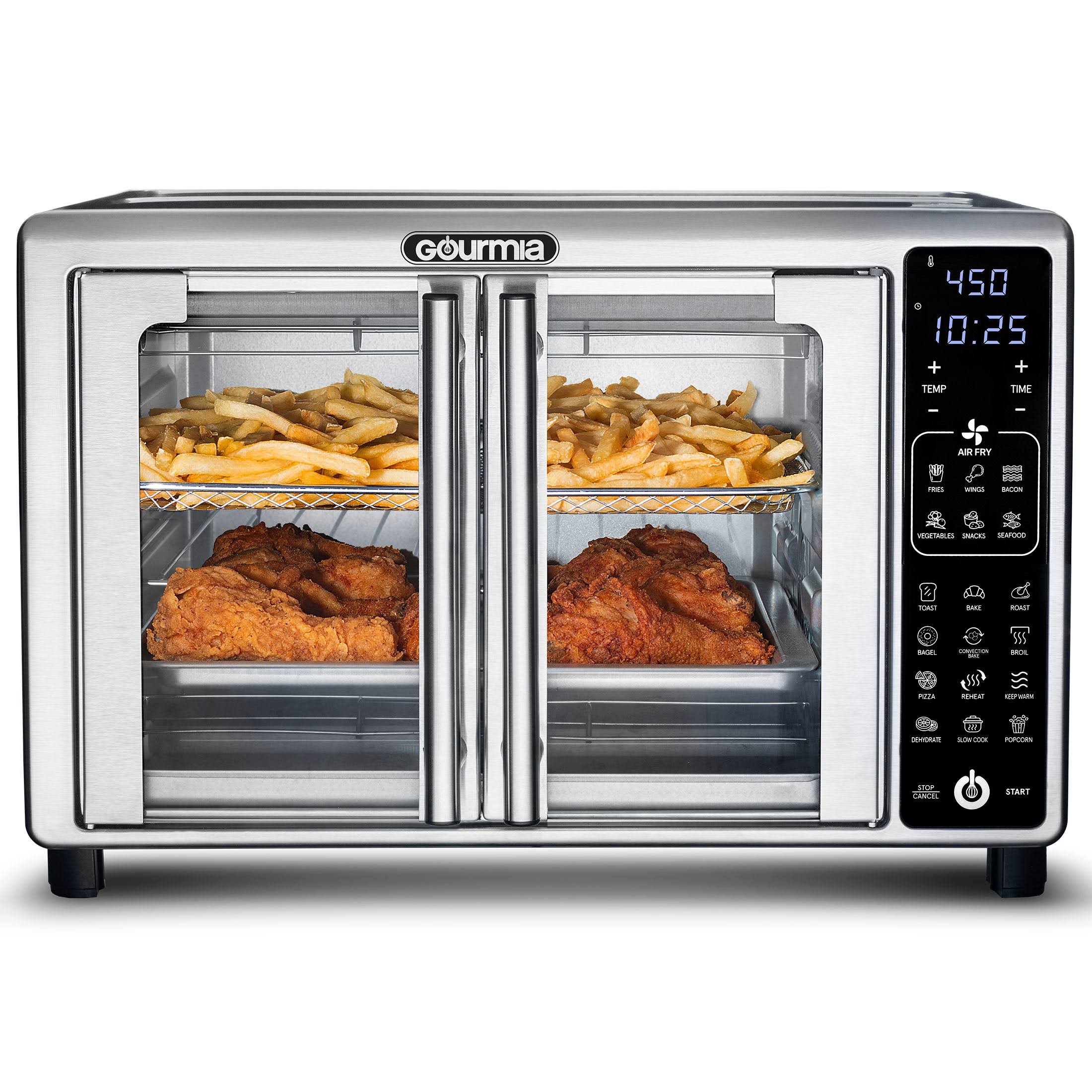 Gourmia Digital Air Fryer Toaster Oven with Single-Pull French Doors, 6 Slice, Stainless Steel