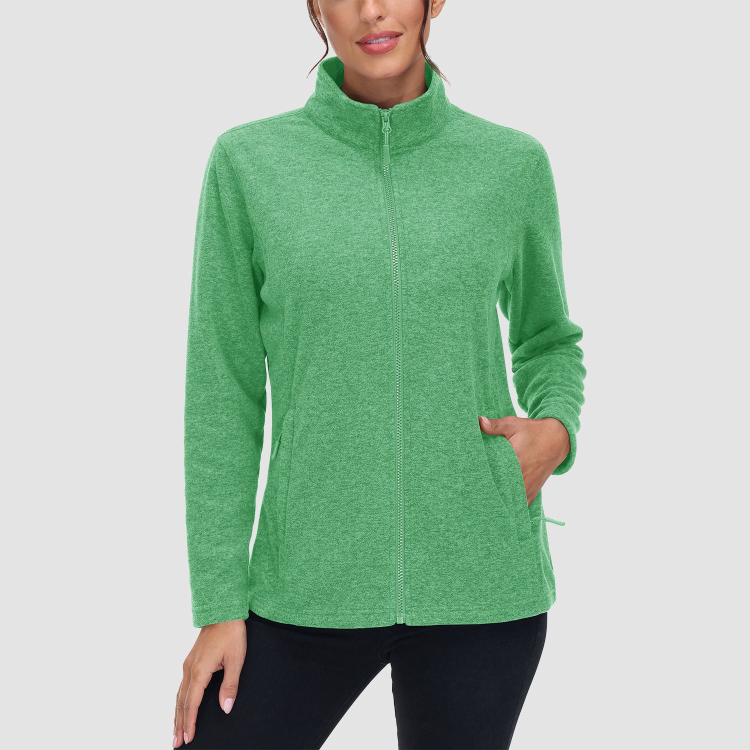 Veste polaire pour femme, pull, manteau zippé avec poches zippées, chaude