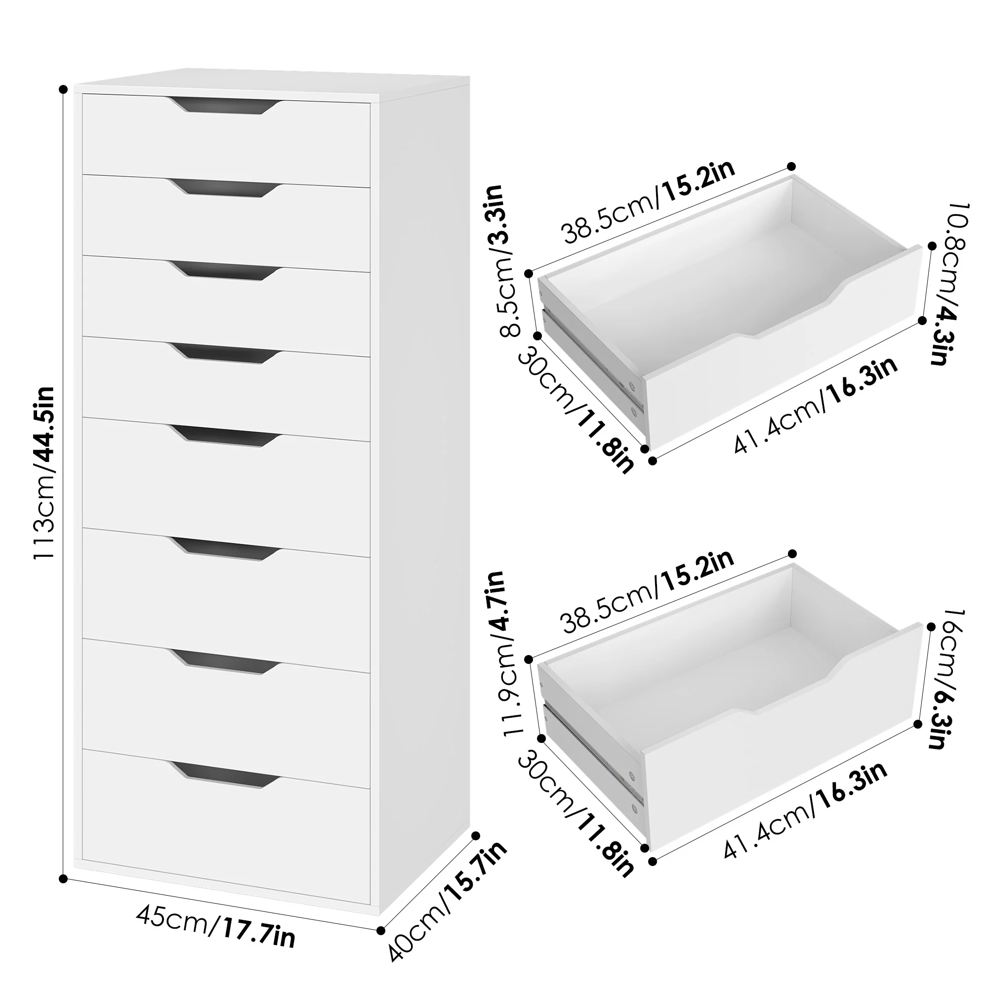 Vertical 8 Drawer Dresser, 44.5����H Modern Drawers Dresser for Bedroom Living Room, White - Image 6