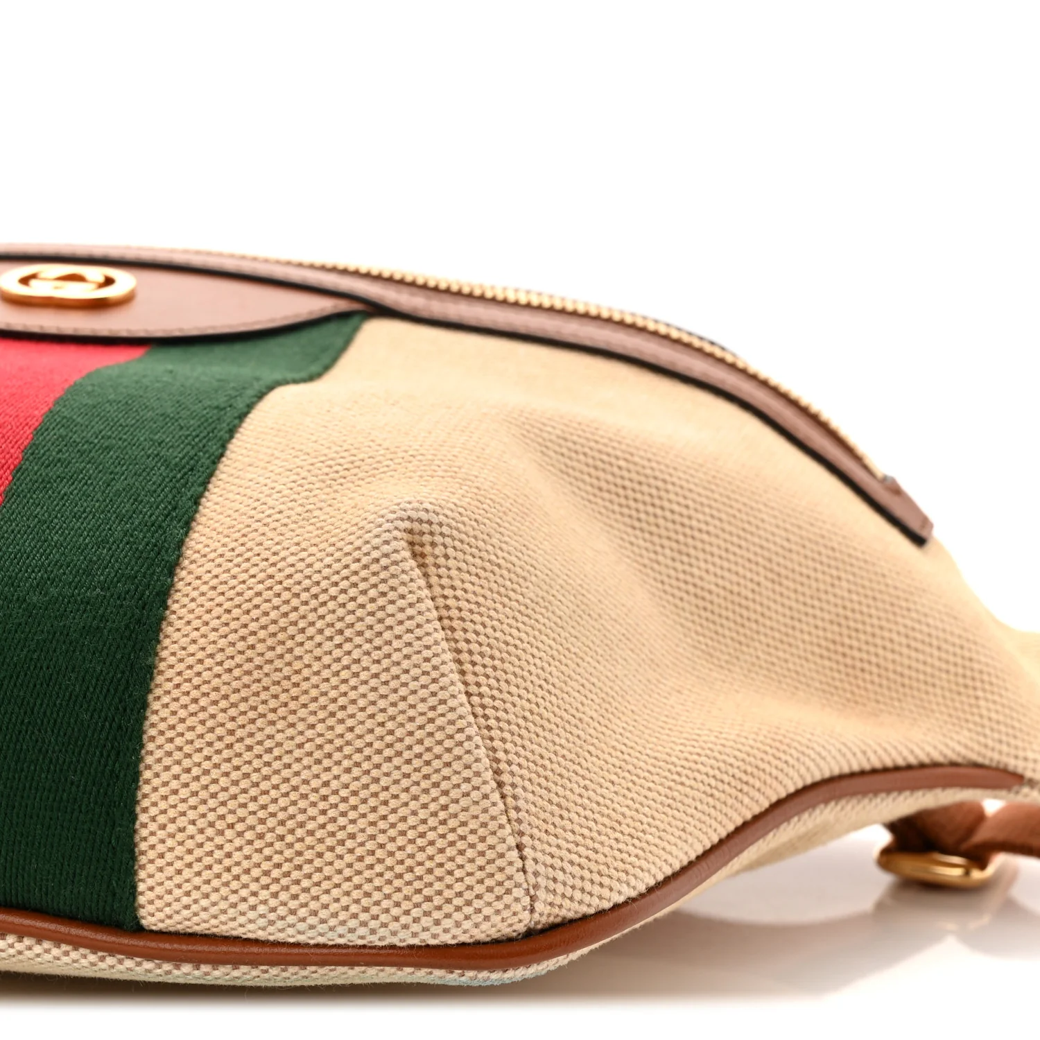 Vintage Canvas Web Belt Bag Sand Cuir