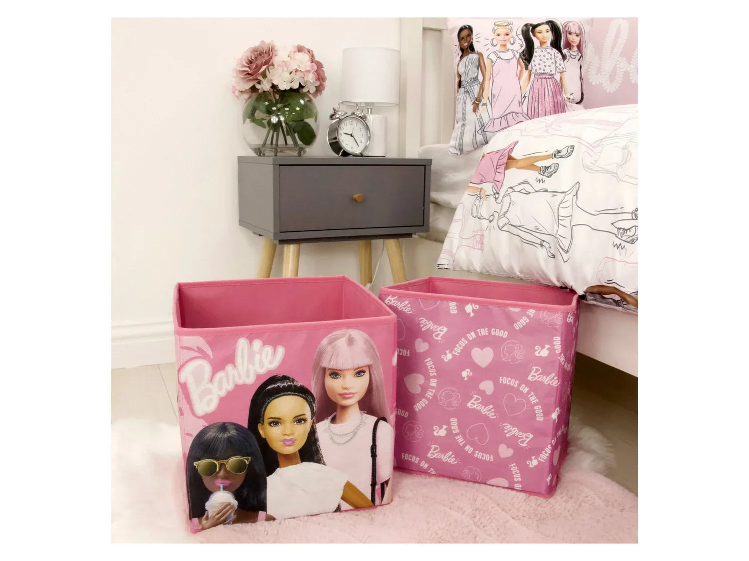 Barbie Lot de 2 botes de rangement, 30 x 30 x 30 cm