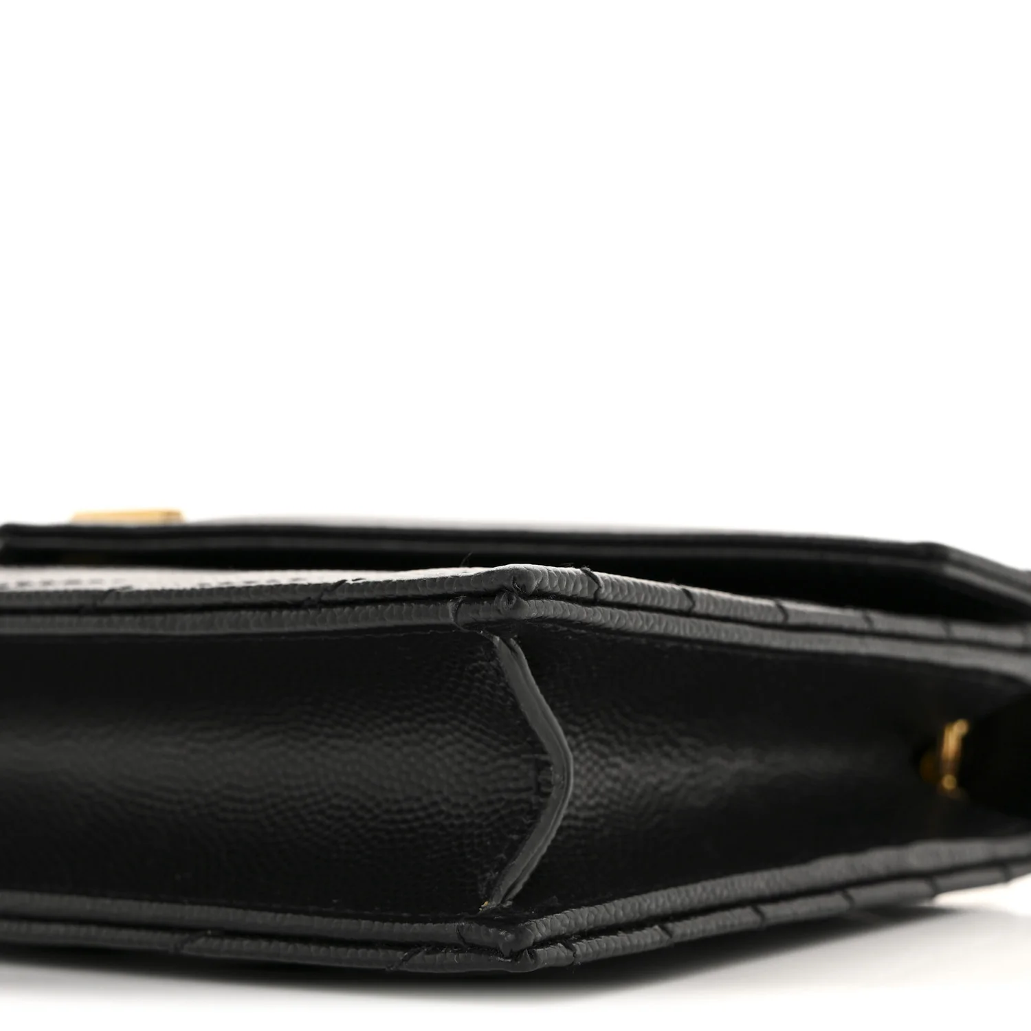Grain De Poudre Matelasse Chevron Monogram Envelope Chain Wallet Black