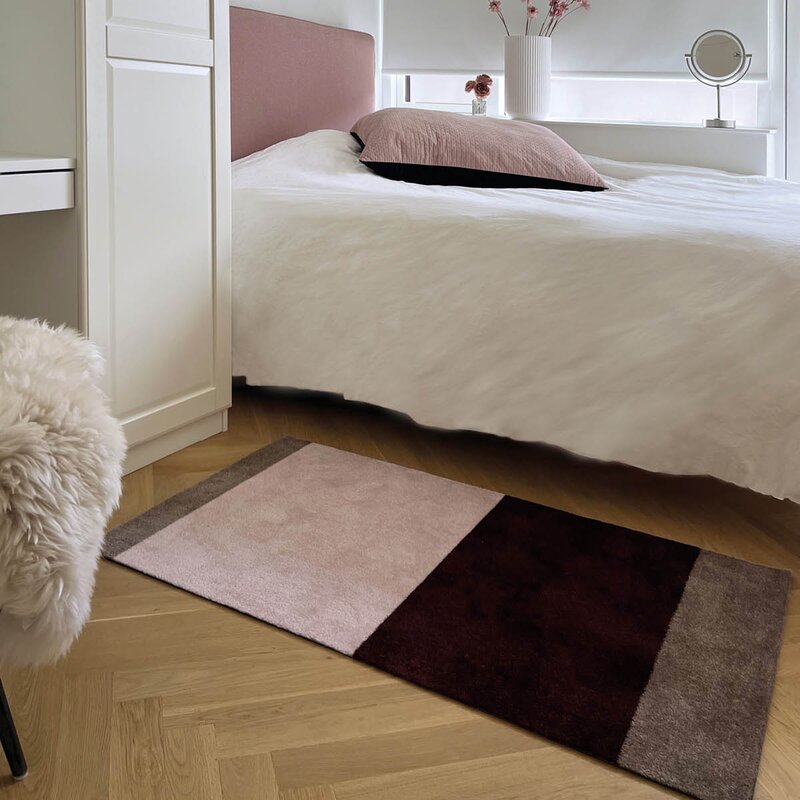 Stripes horisontal gulvmatte 120x67 cm bordeaux/rose/sand