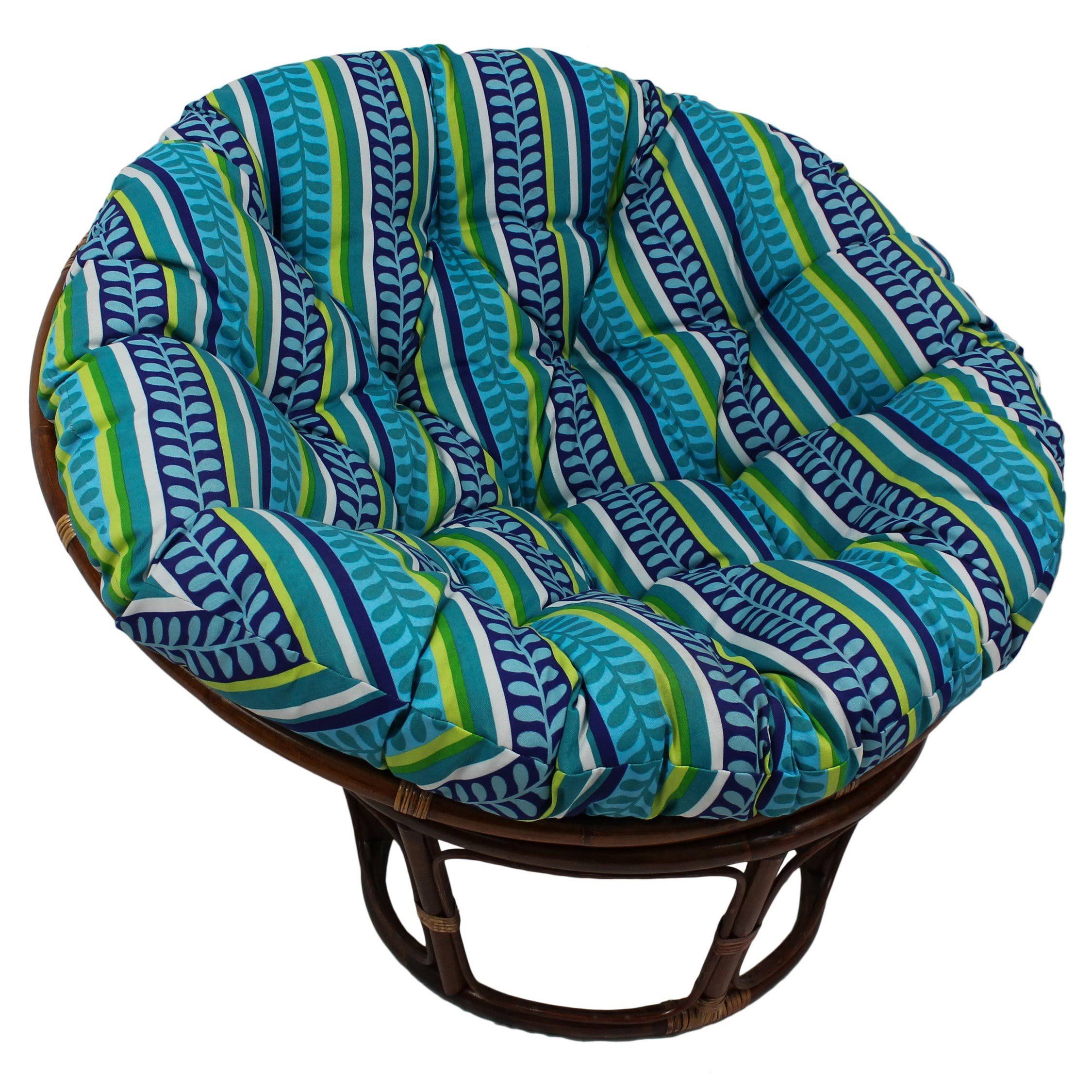 Blazing Needles 93312-REO-35 44 in. Patterned Outdoor Spun Polyester Papasan Cushion Pike Azure