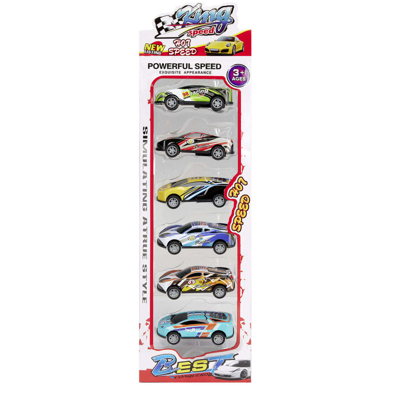 Voiture x6 en métal 7,5x3,5xH2cm