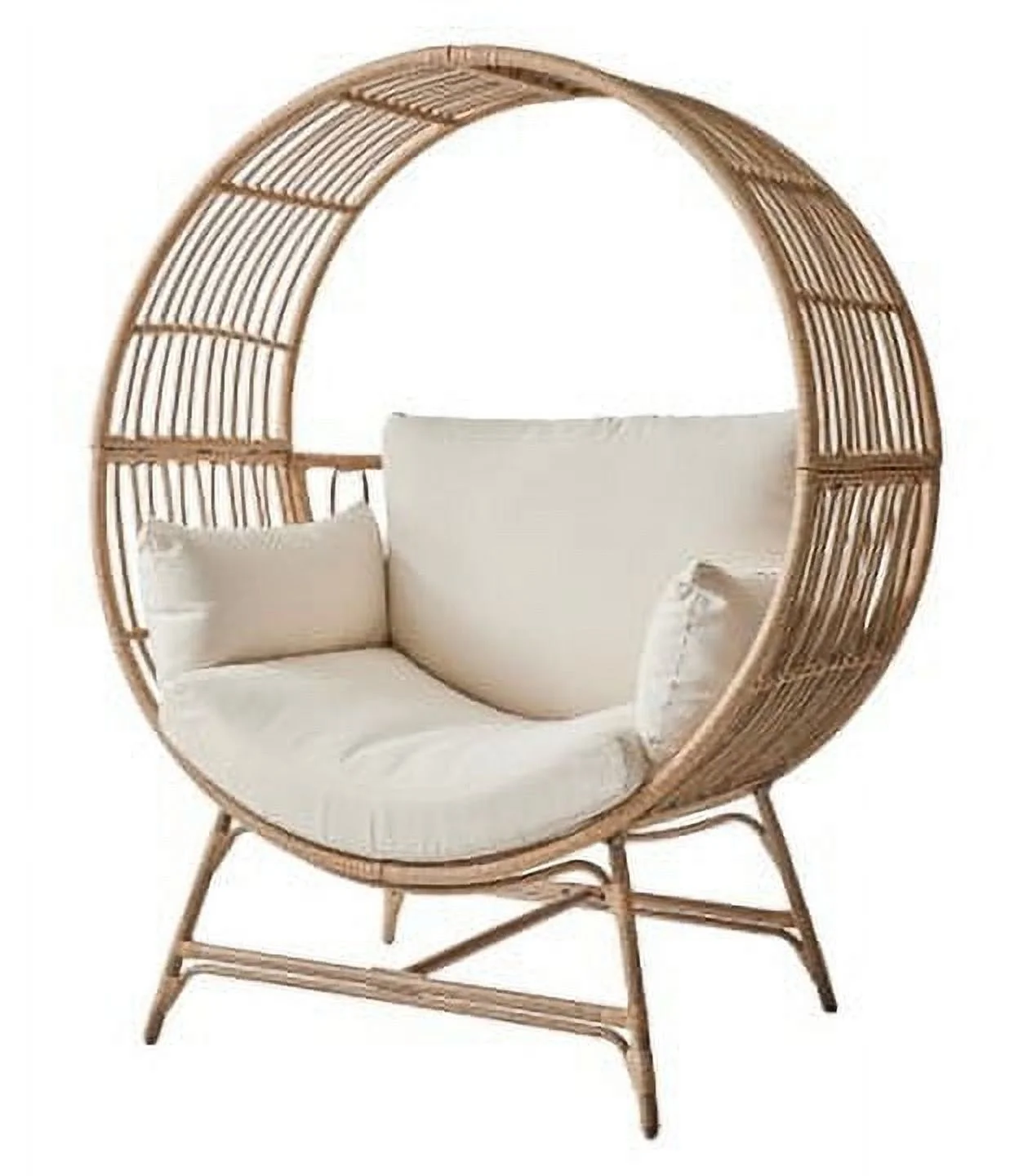 Bellamy Round Wicker Outdoor Lounge Chair, Beige(Single) - Image 6