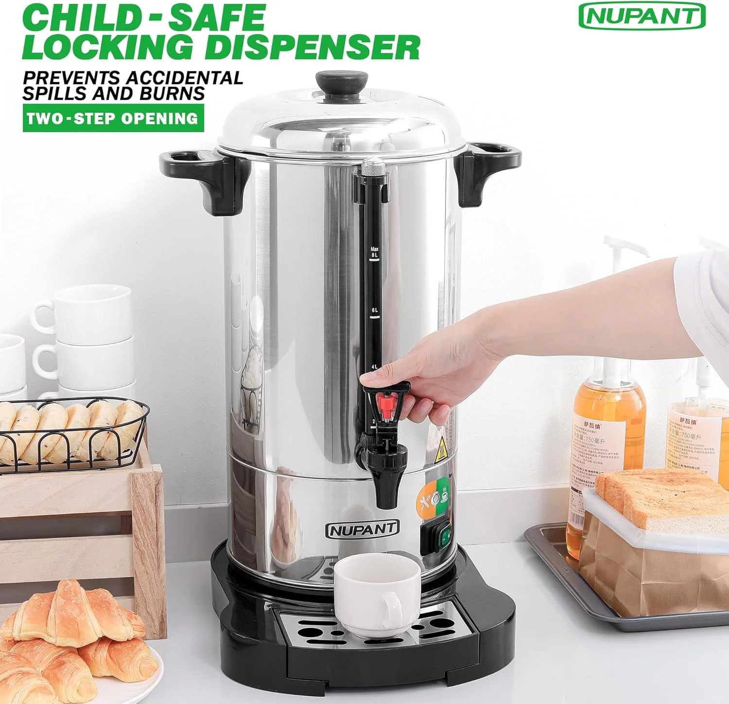 Cafetière professionnelle 100 tasses, 15 L, acier inoxydable 304