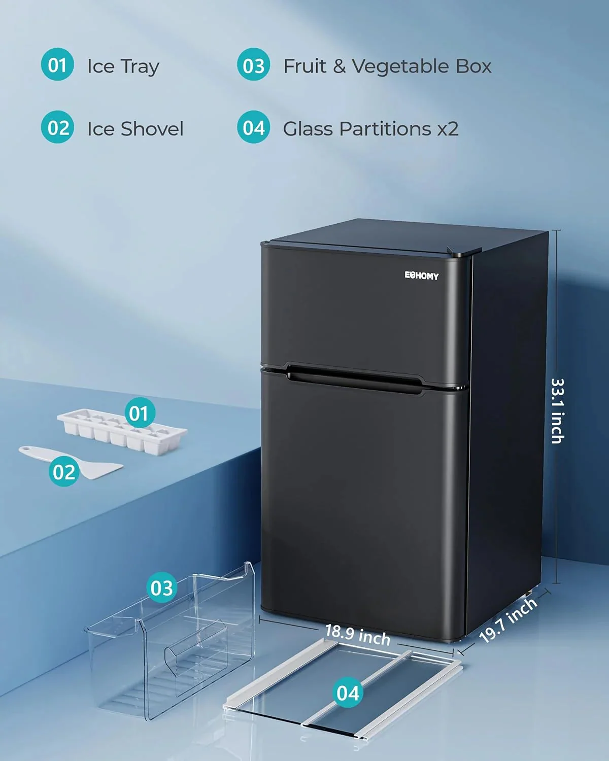 3.2 Cu.ft Mini Fridge with Freezer - 2-DOOR Compact Refrigerator for Bedroom, Dorm, Office or Apartment, SILVER3.2 Cu.ft Mini Fridge with…