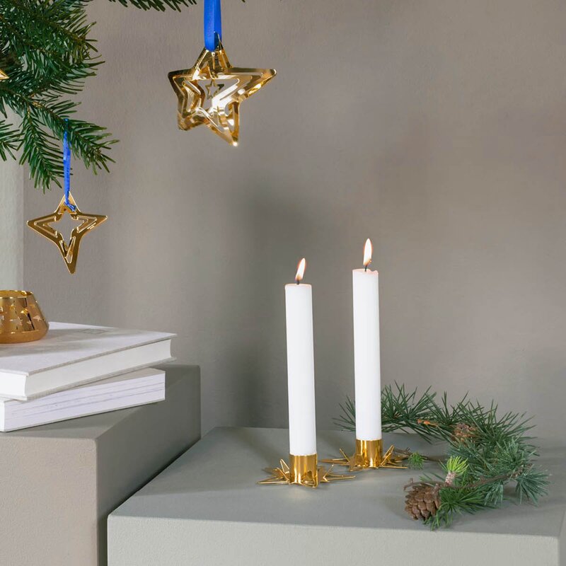 Classic Christmas lysestake stjerne 2 stk gull