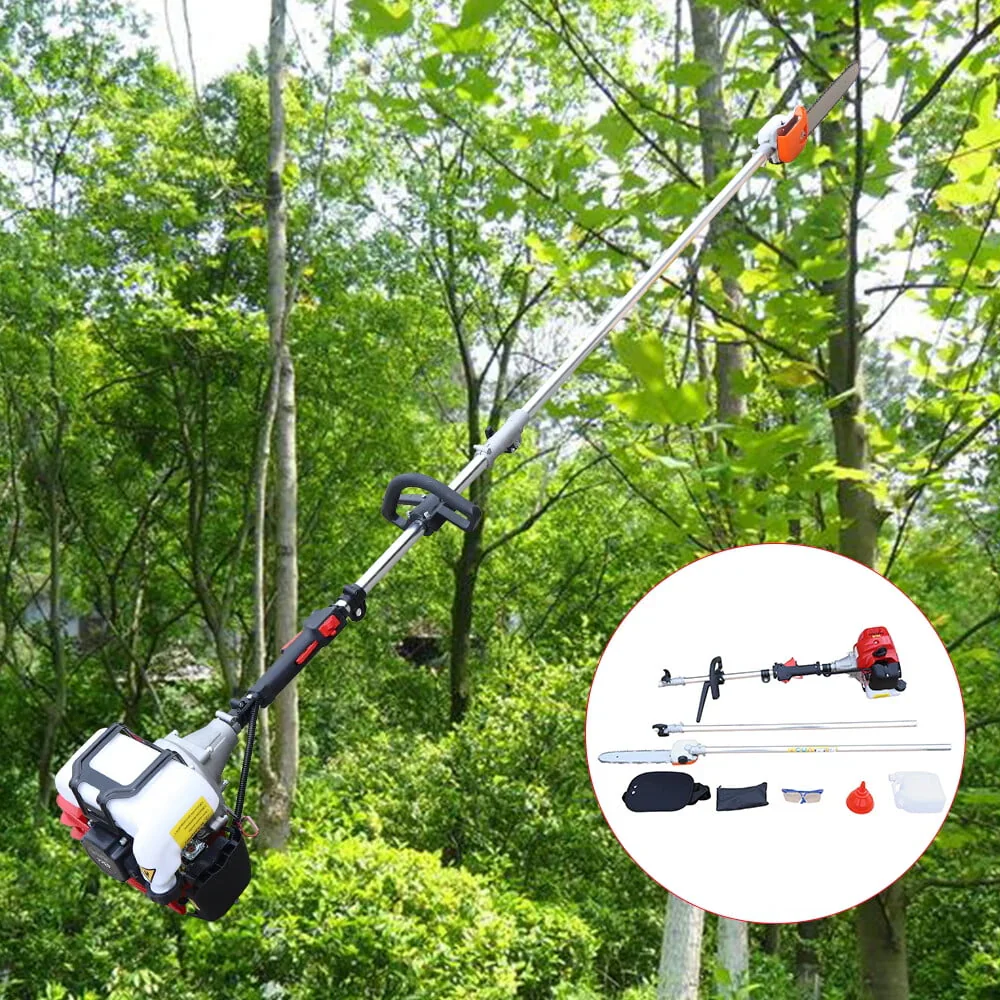 YIYIBYUS Pruner Pole Saw 42.7cc 2-Stroke Gas Powered Tree Trimmer Chainsaw Branch Pruning Cordless Long Reach Extension Garden