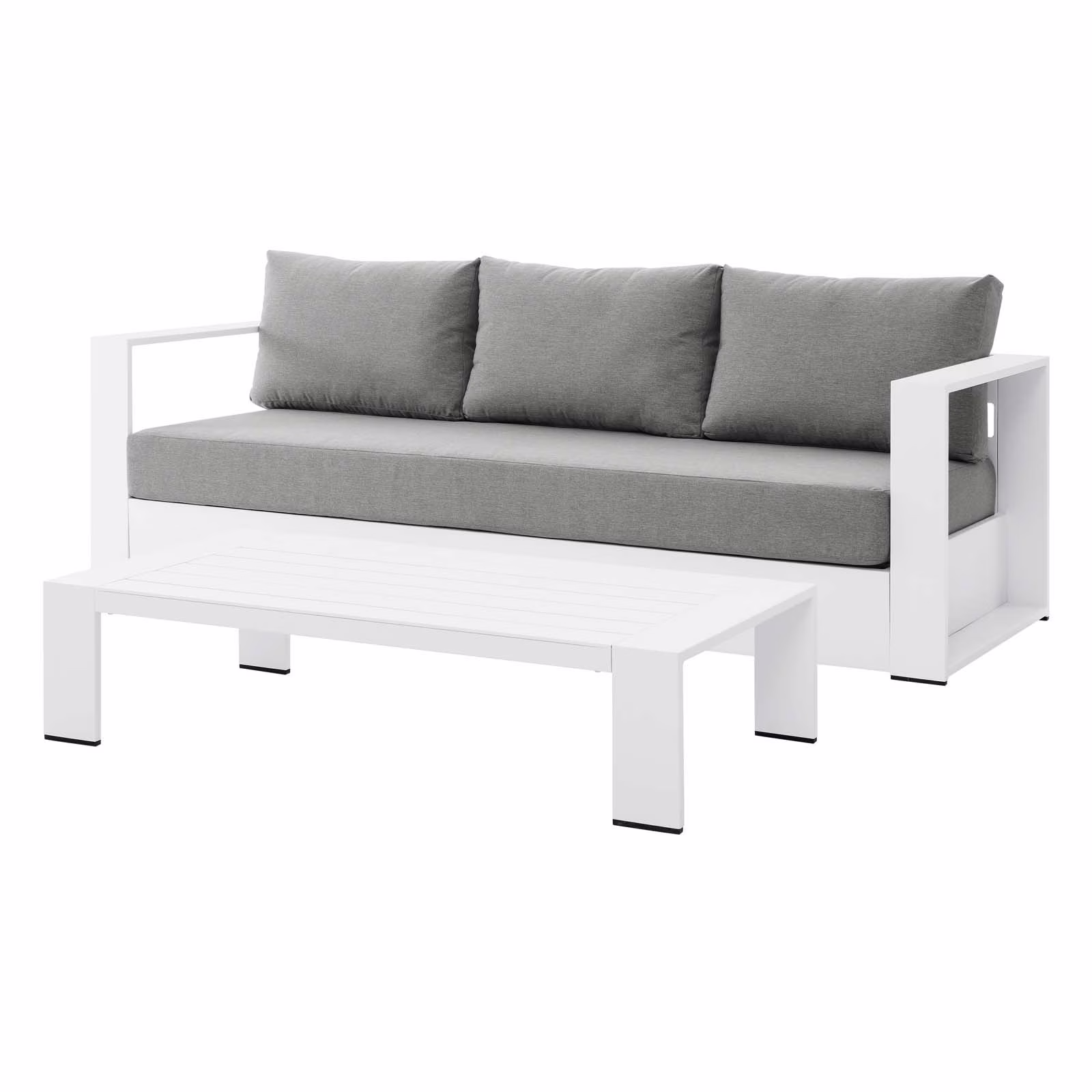 Lounge Sofa Table Set, Grey Gray, Aluminum, Metal, Fabric, Modern Contemporary, Outdoor Patio Balcony Cafe Bistro Garden Furniture Hotel Hospitality(Gray Charcoal) - Image 9
