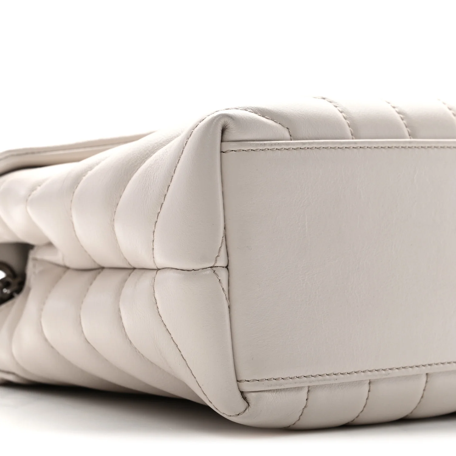 Calfskin Y Quilted Monogram Small Loulou Chain Satchel Ivory