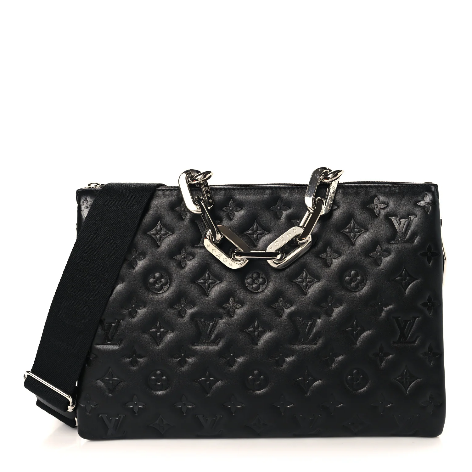 Lambskin Embossed Monogram Coussin MM Black