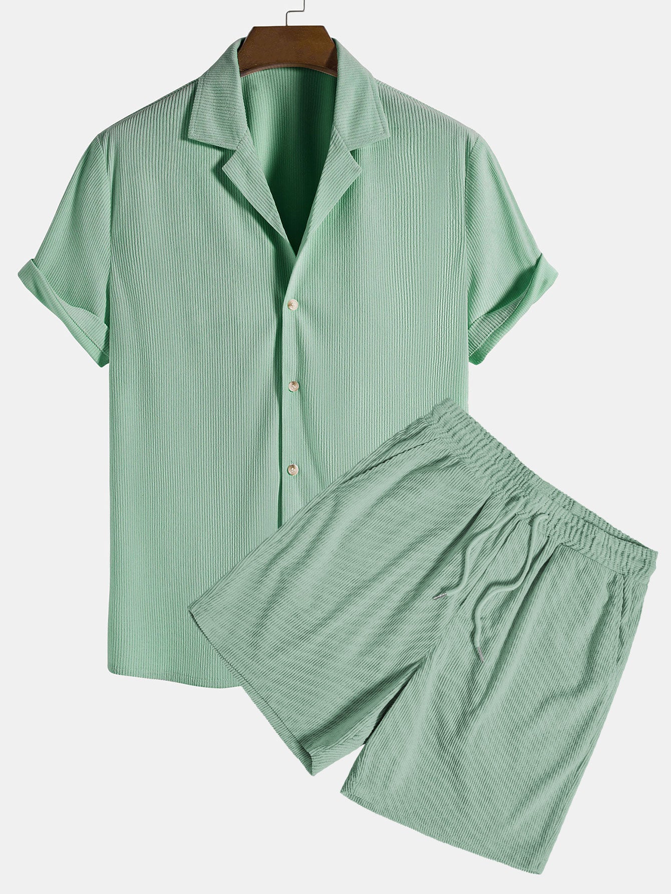 Chemise Revere en velours côtelé à manches courtes et short en velours côtelé