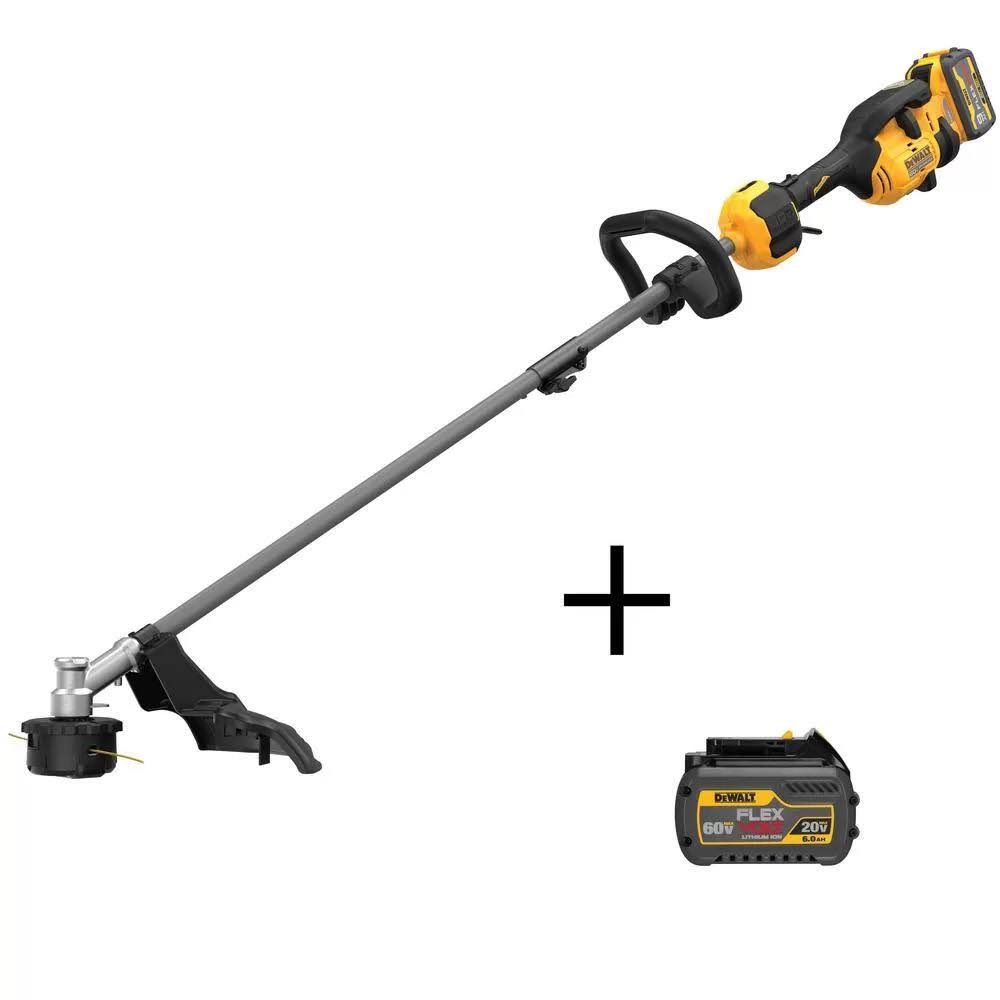 60V Max Brushless Cordless Battery Powered Attachment Capable String Trimmer, (2) FLEXVOLT Batteries & Charger