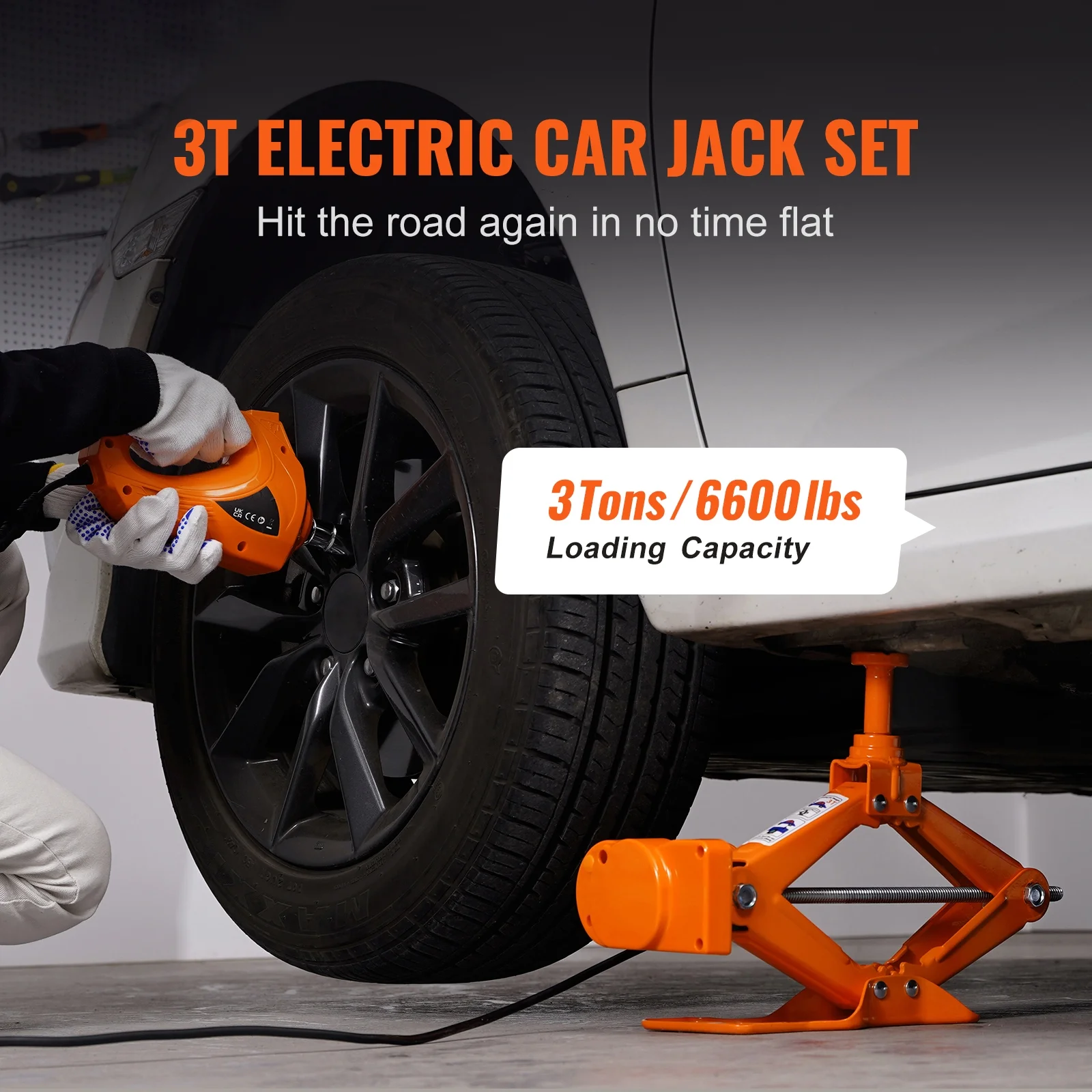 Electric Car Jack, 3 Tons Capacity, Scissor Jack with Electric Wrench, 12V, Dual Saddles, Remote, for Sedans, SUVs, Trucks Tire Replacement - Image 4
