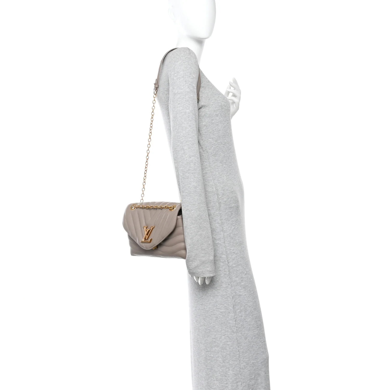 Calfskin LV New Wave Chain Bag Taupe