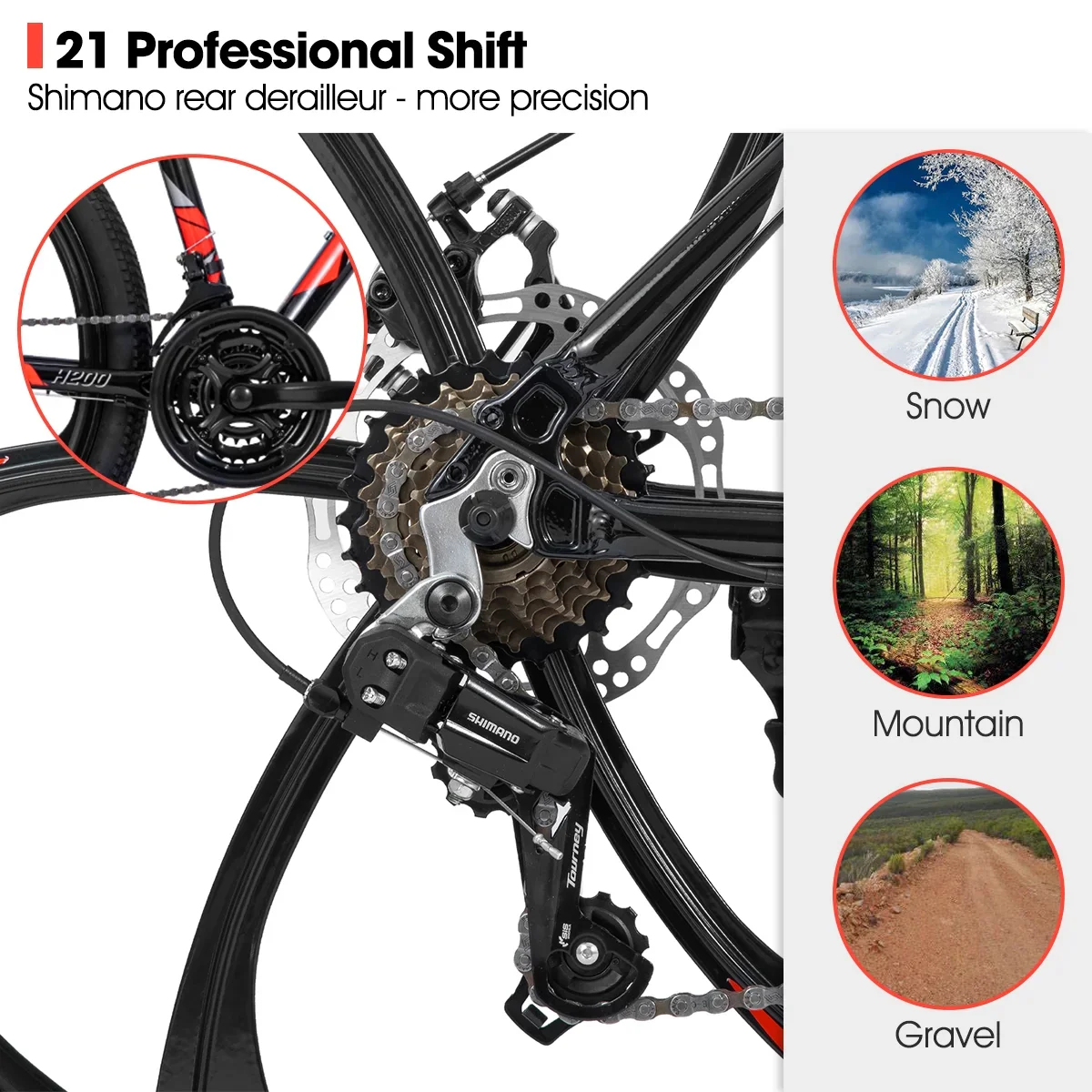 Hiland Mountain Bike, Multi-Spokes,Shimano 21 Speeds Drivetrain,Aluminum Frame 26 inch Wheels, Men's MTB Bicycle, White