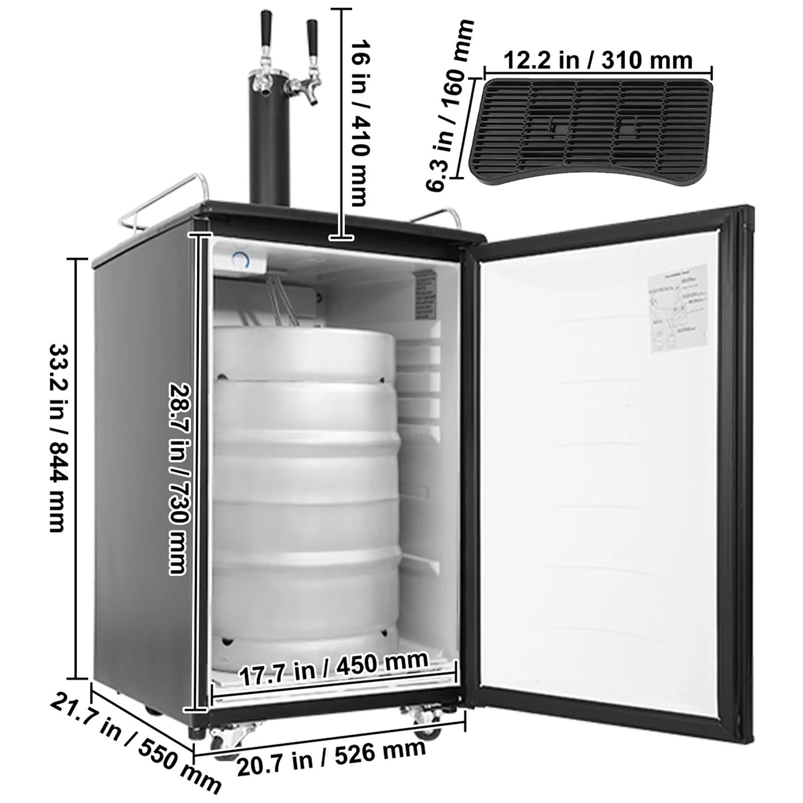 Draft Beer Dispenser Beer Kegerator Full Size Keg Refrigerator Dual Tap - Image 8