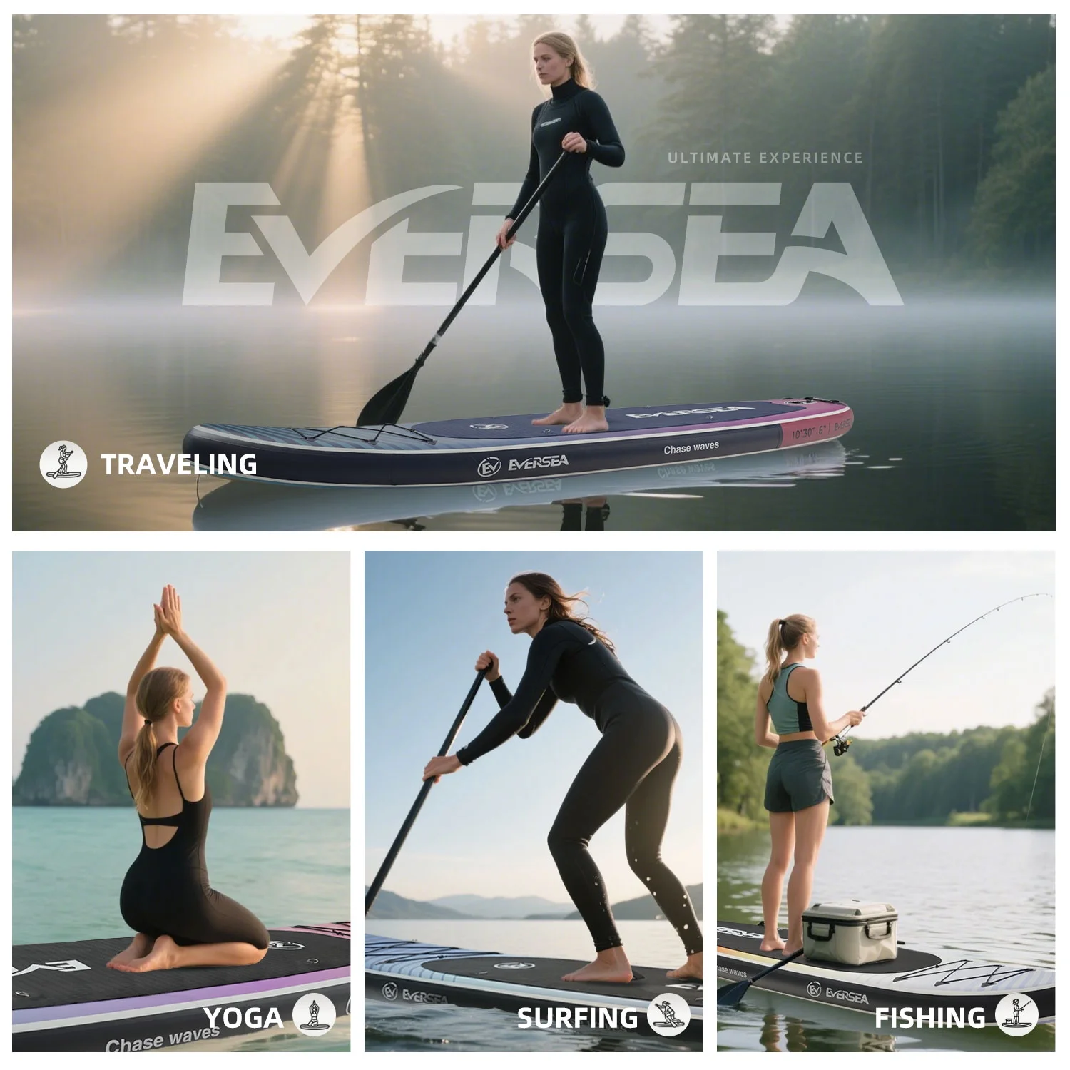 10' Inflatable Stand up Paddle Board,with Premium SUP Paddle Board Accessories,Non-Slip Comfort Deck for Youth Adults(Red) - Image 2
