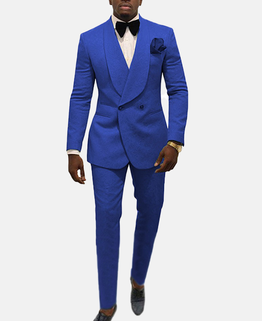 Ensemble 2 pièces : blazer croisé à col à revers uni et coupe ajustée, et pantalon droit.