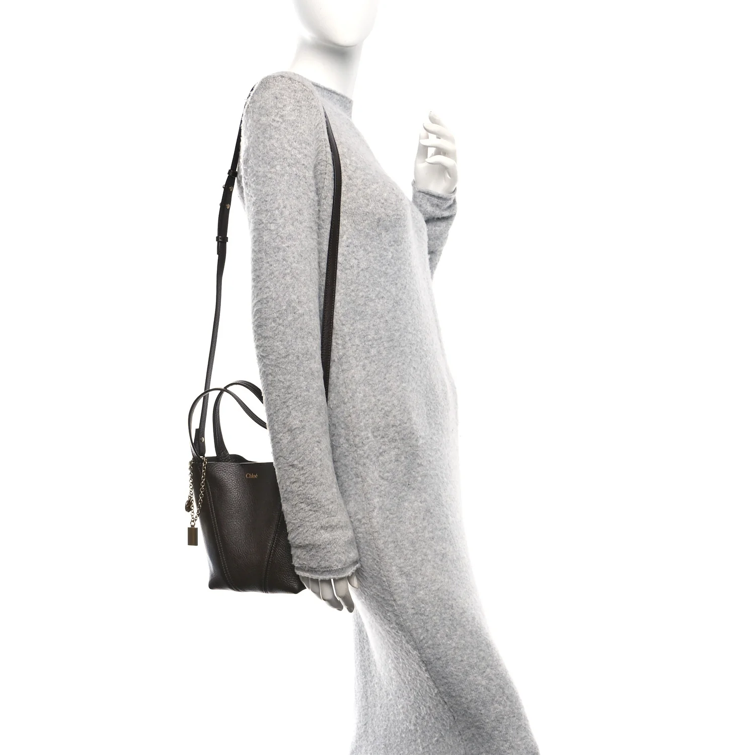Grained Calfskin Small Spin Tote Kohl Brown