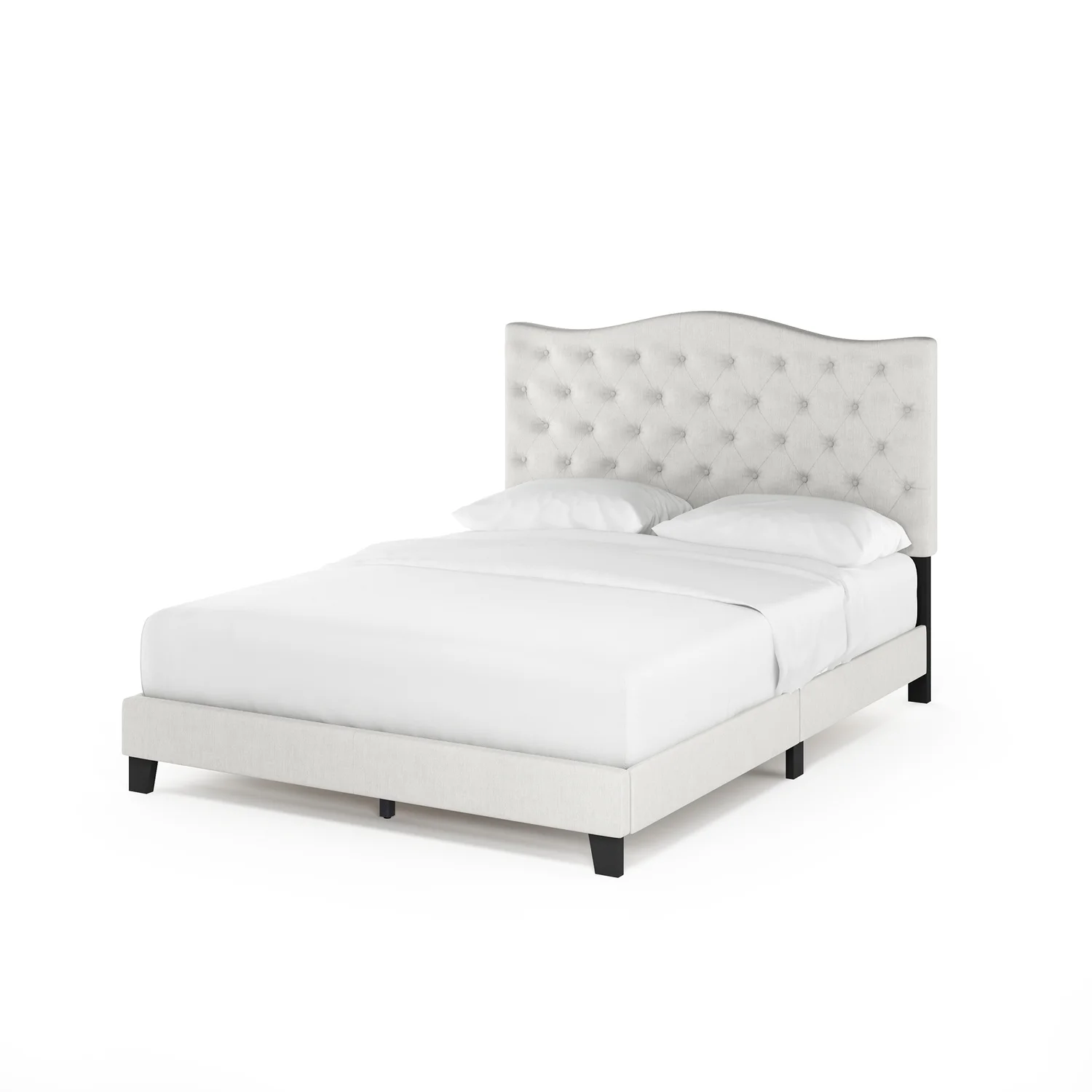 Lille Button Tufted Bed Frame, Linen, Queen(Queen) - Image 4