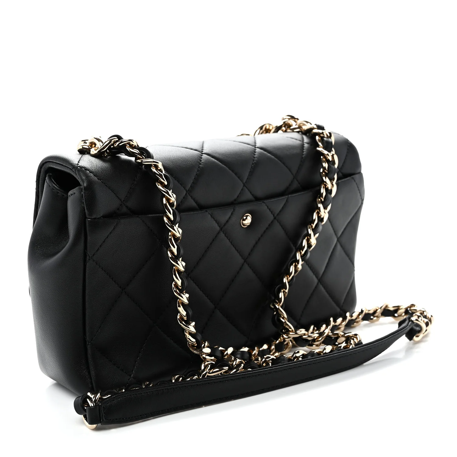 Lambskin Quilted Resin Bi-Color Chain Flap Bag Black