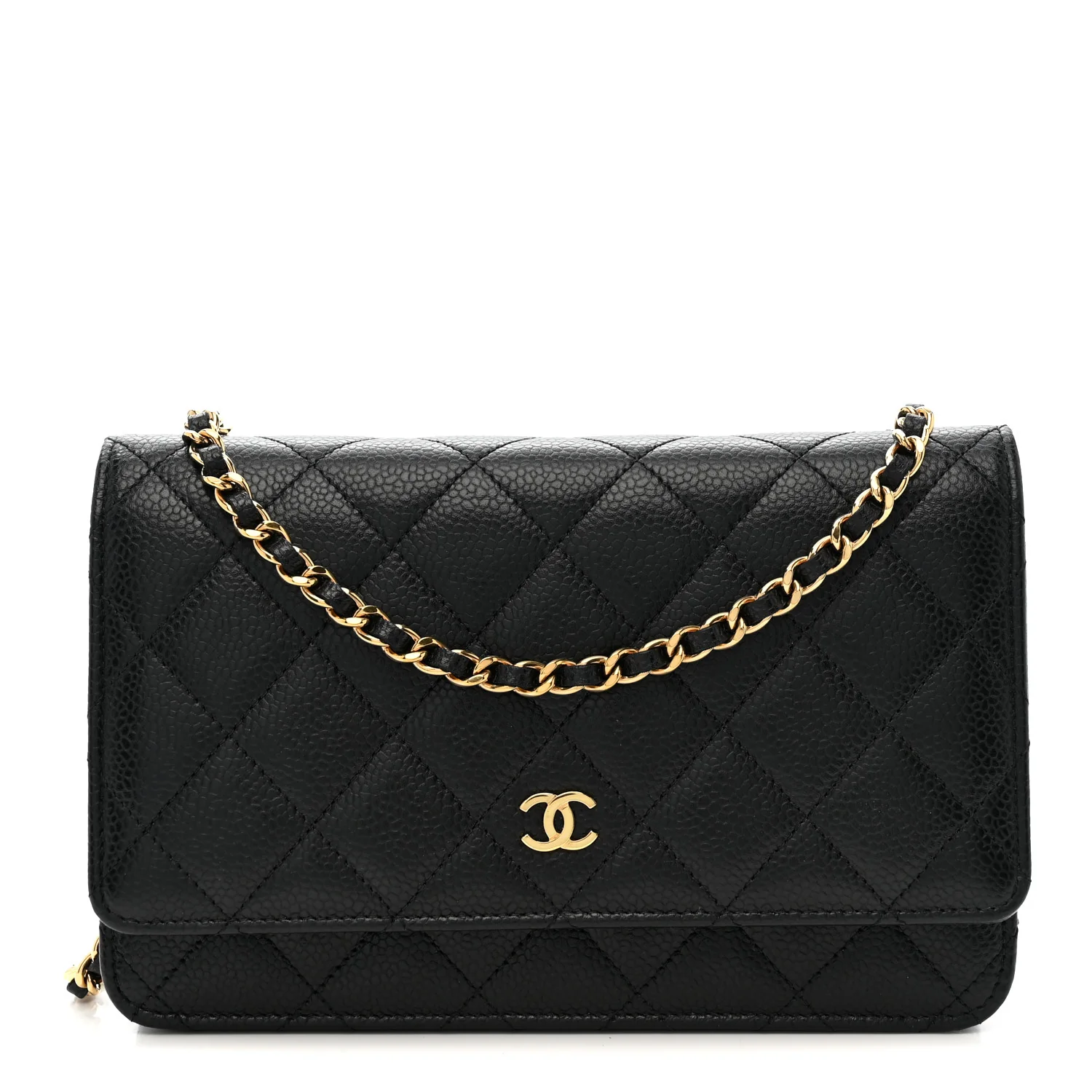 Caviar Quilted Wallet on Chain WOC Black