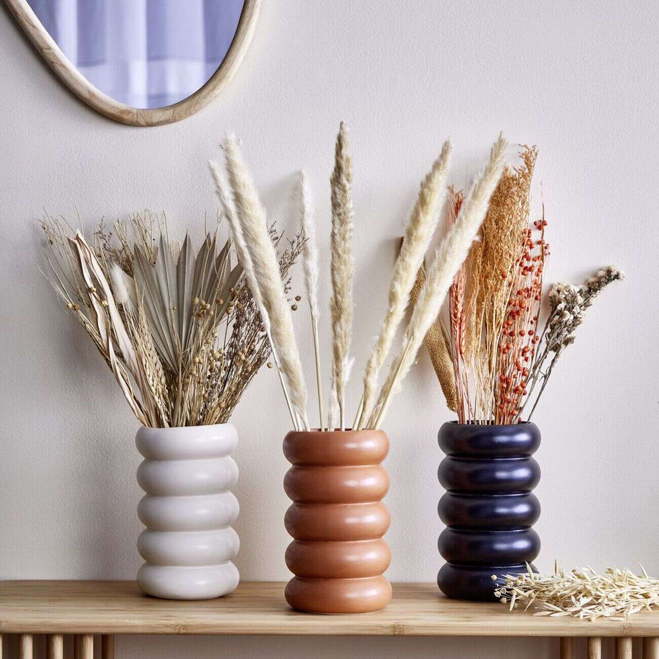 Vase anneau céramique marron terracotta Ø11,7xH20,6cm