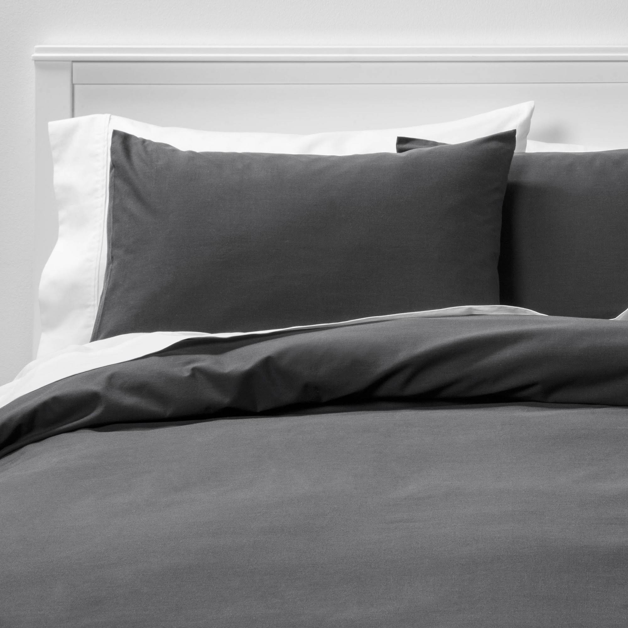 Room Essentials Full/Queen Easy-Care Duvet Cover & Sham Set Dark Gray - Room EssentialsG