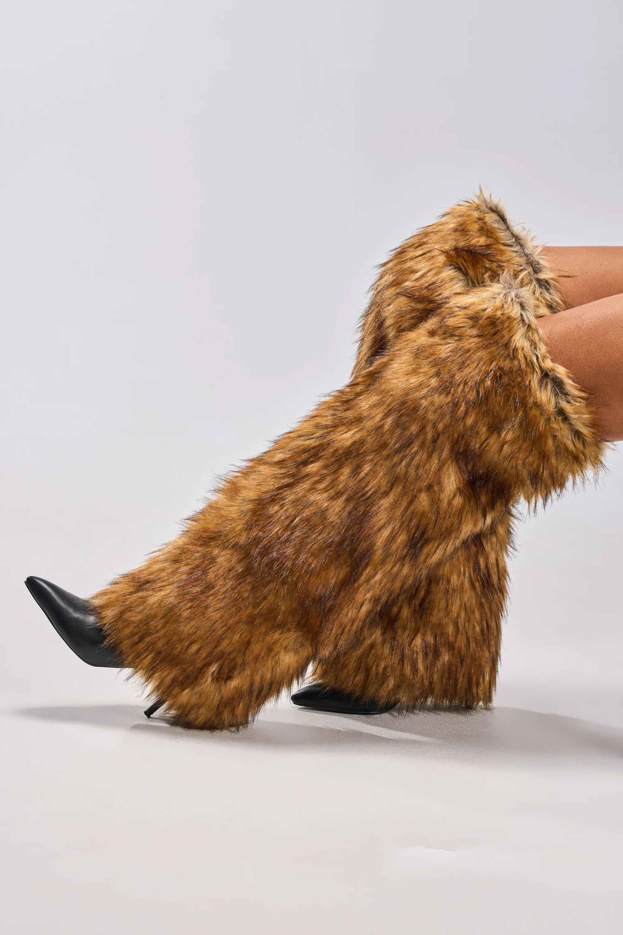 AZALEA WANG LANGLEYE BROWN THIGH HIGH FUR LUXE BOOT - Akira Store
