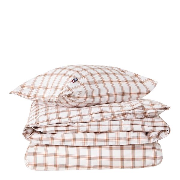 Sengesett 140x220 cm lyocell/bomull pin point rutete white/fudge
