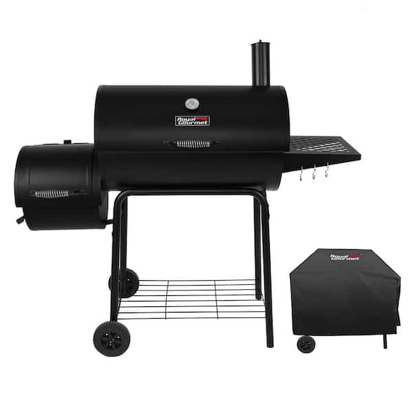 30 in Smoker Black Barrel Charcoal Grill with Offset Smoker with Cover For Outdoor, Backyard Cooking