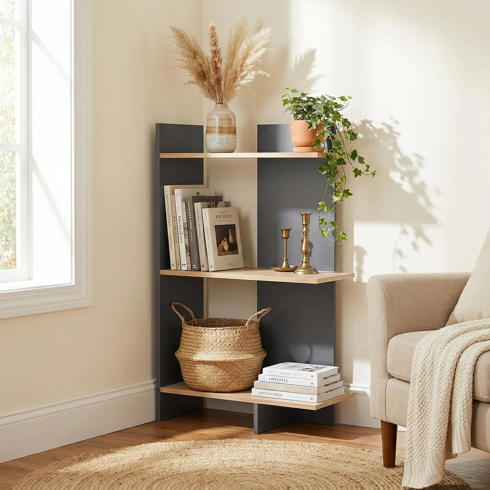 Tangkula 3-Tier Bookshelf Freestanding Bookcase(1/2)