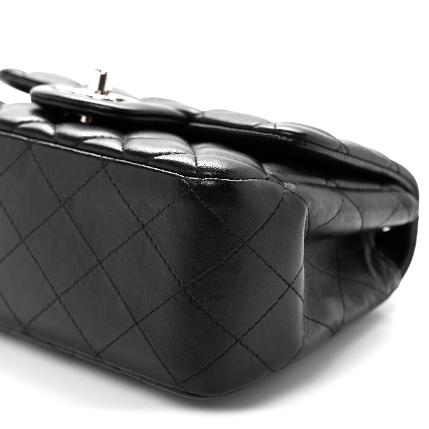 Lambskin Quilted Mini Square Flap Black
