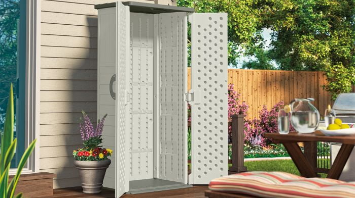 Suncast BMS1250 Resin Vertical Storage Shed Building, 22 cubic feet(1 Vertical Shed) Image 4
