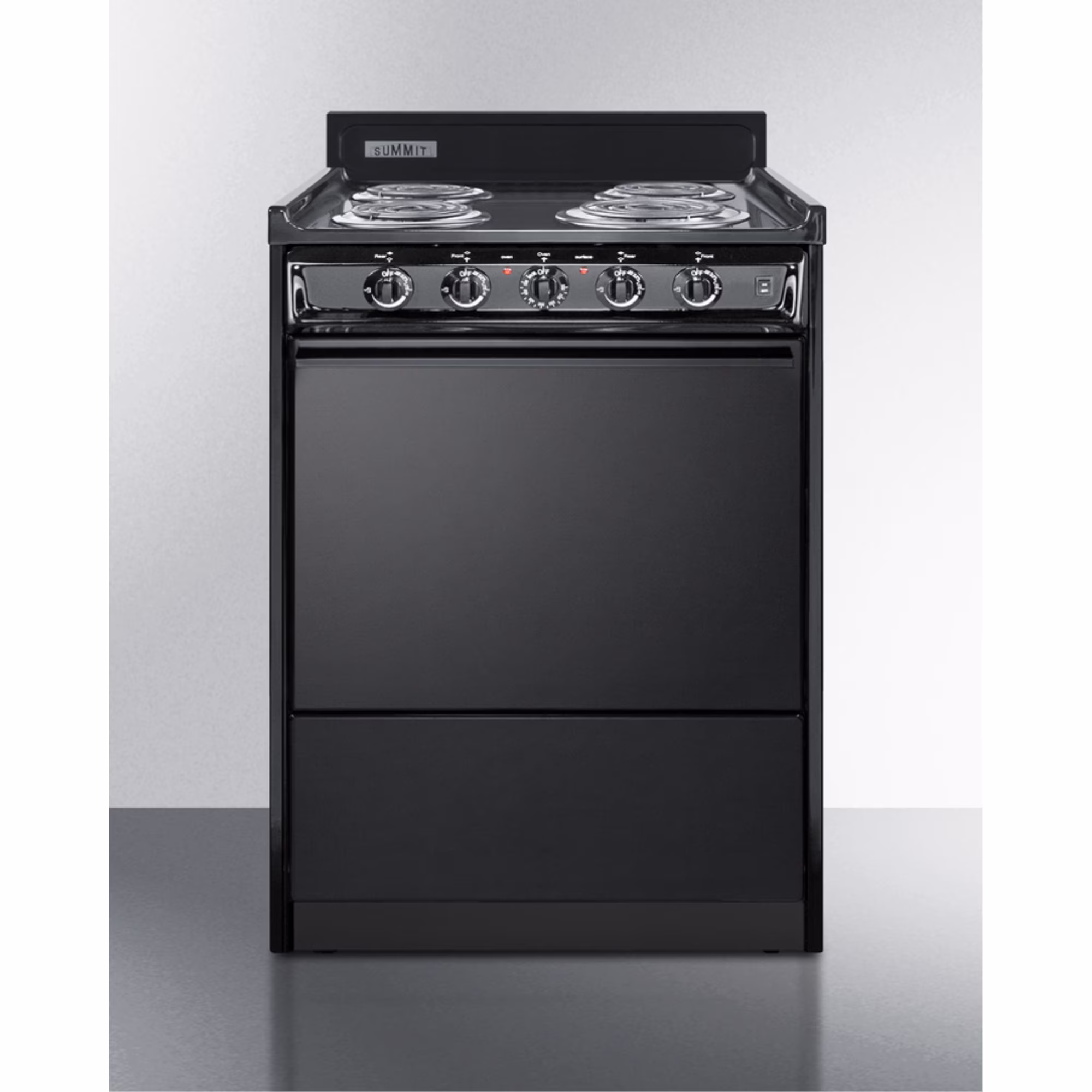 24" wide electric coil range in black