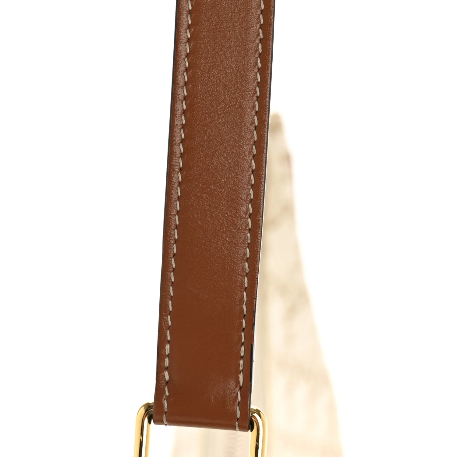 Canvas Calfskin Ava Triomphe Shoulder Bag White