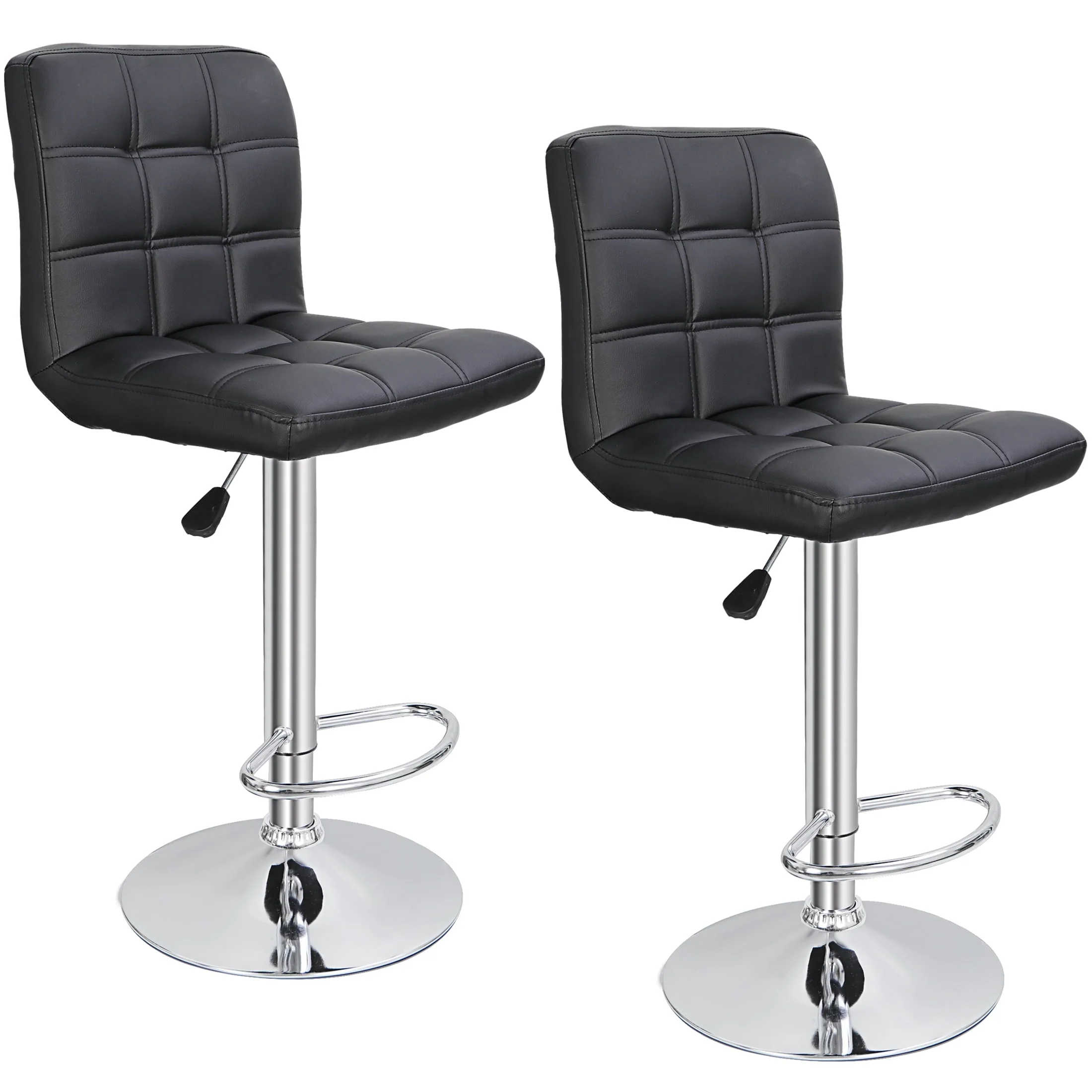 Height Adjustable Home Bar Stool Set 360 Degree Swivel, Set of 2(2)