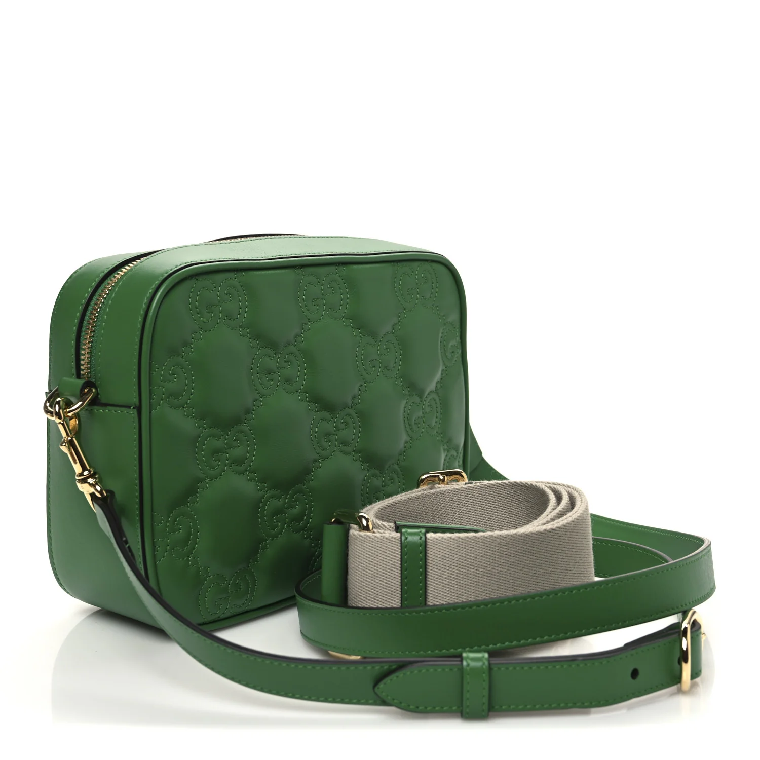 Calfskin GG Matelasse Shoulder Bag Spring Green Natural