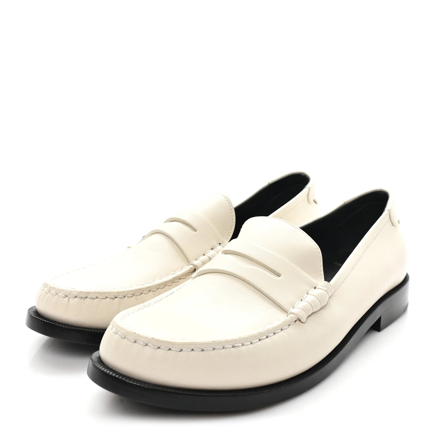Calfskin Penny Loafers 41.5 Pearl