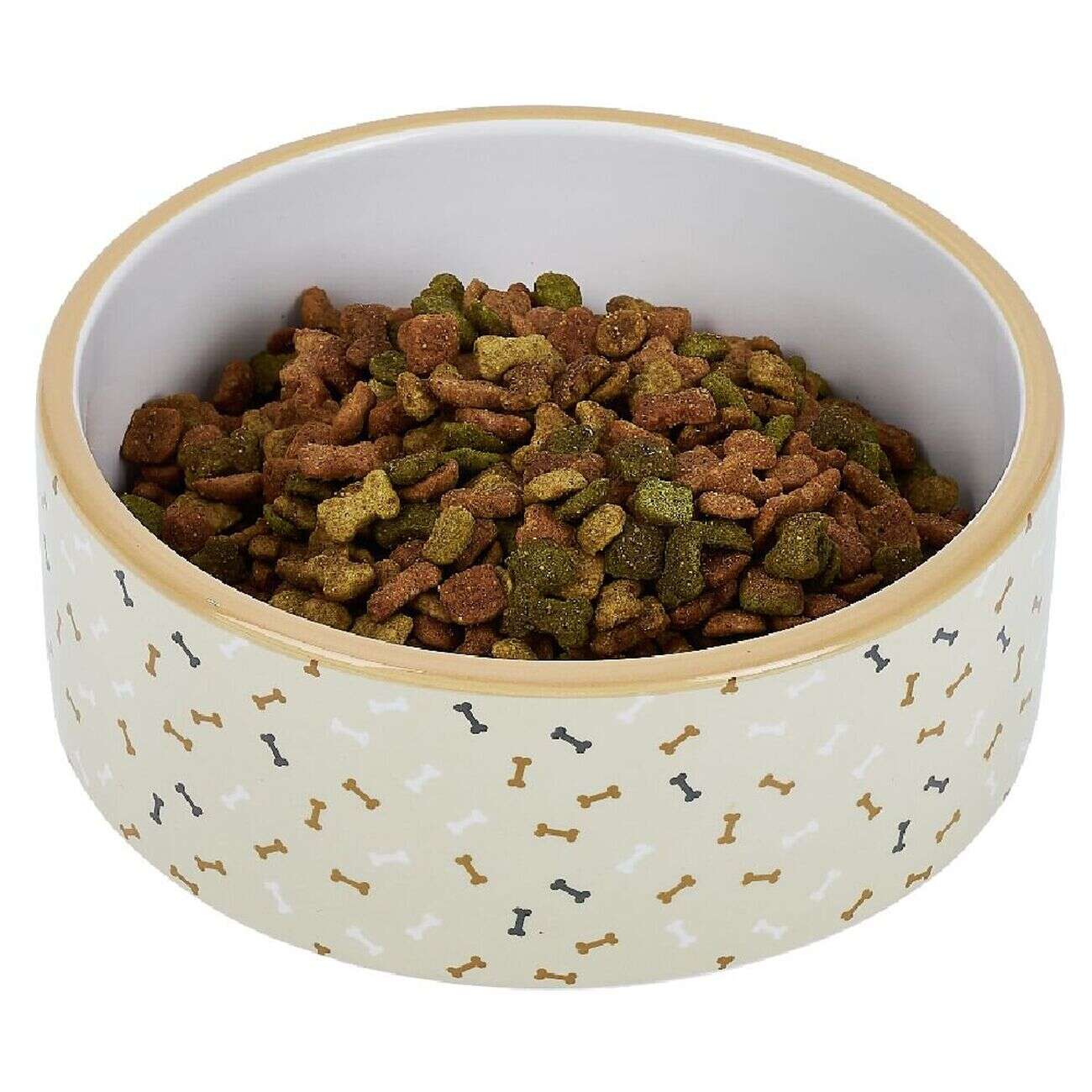 Gamelle ronde pour chien 850ml céramique motif os Ø16xH6cm